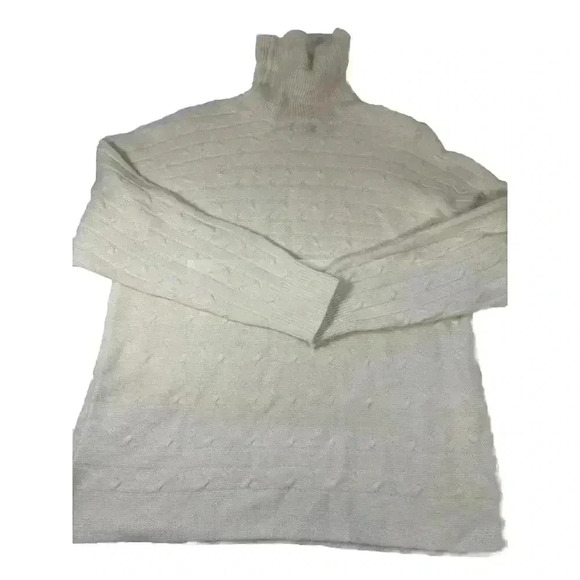 Bianco Blu Sweater Womens Sm Merino Wool Cashmere Winter White Turtleneck Tunic - Picture 2 of 8